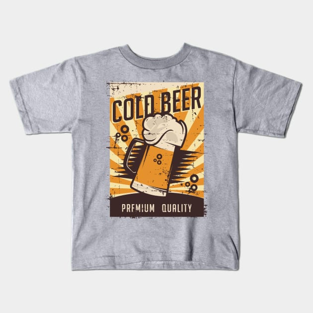 a cold beer and another one Kids T-Shirt by Pixel Poetry